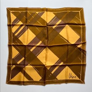 Vintage Vera Neumann square deadstock mustard / brown scarf large Logo